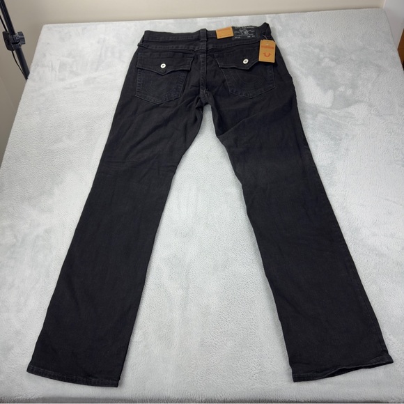 True Religion Ricky Relaxed Straight Men's Black Denim Jeans 34x33 - Picture 5 of 10